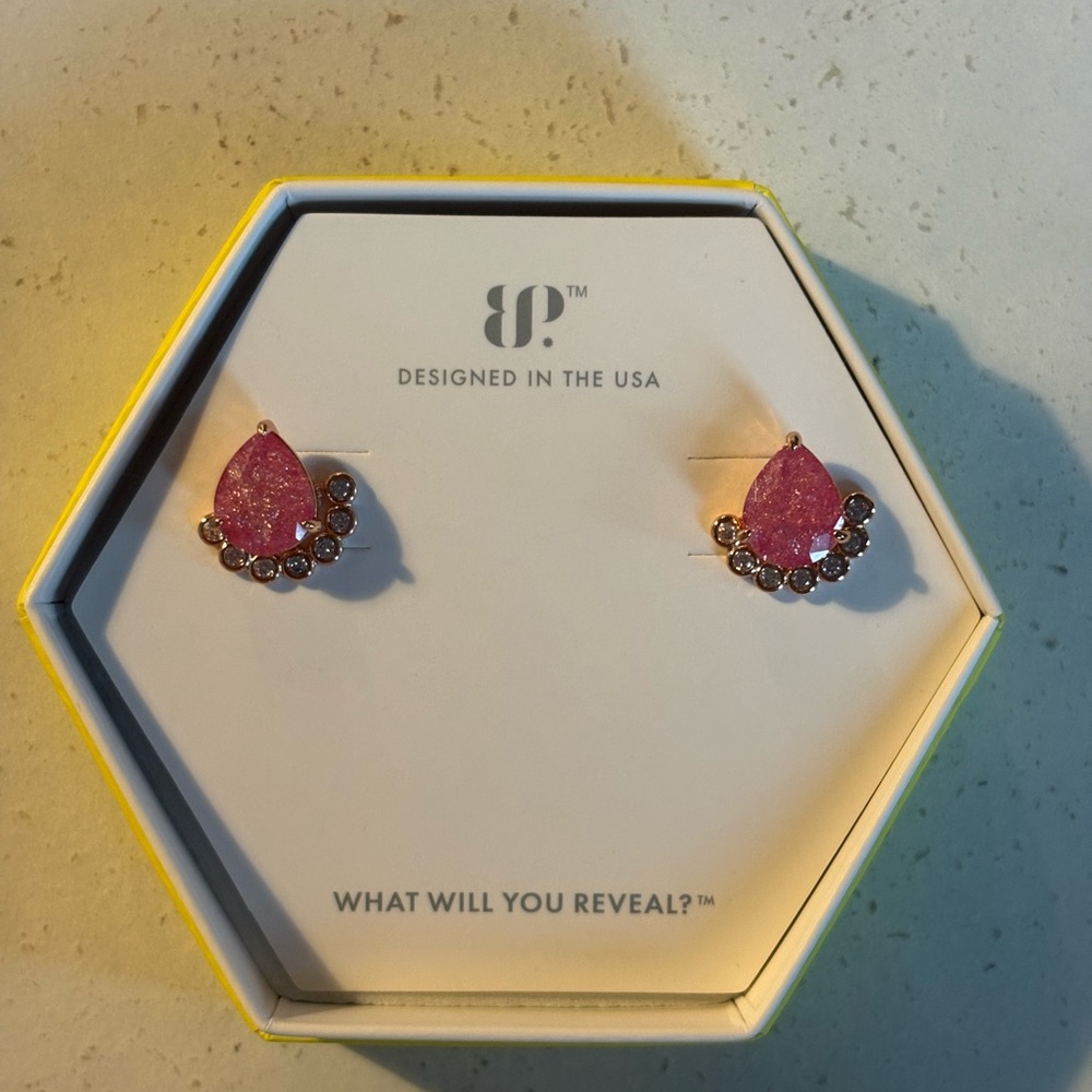 New Pink Ice Crystal Studs